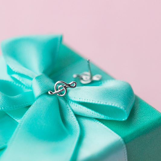 S925 Silver Note Earrings Female Fashion Cute Sweet And Simple