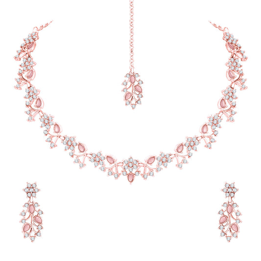 Atasi International American Diamond AD with Colorful Crystal Necklace Jewellery Set for Women/Girls | Perfect for Weddings, Parties & Festive Occasions