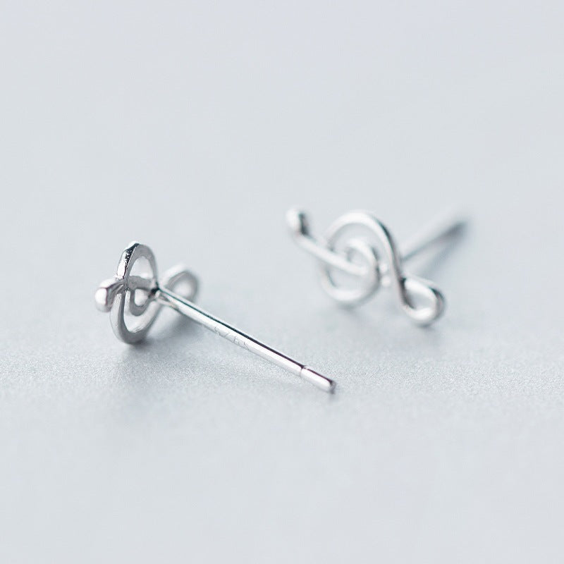 S925 Silver Note Earrings Female Fashion Cute Sweet And Simple