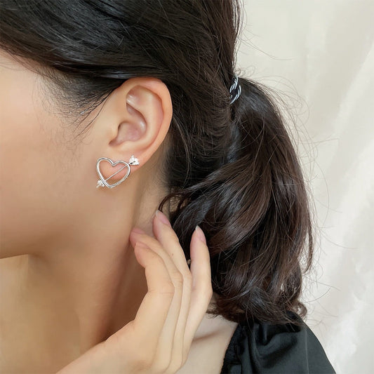 Minimalist Heart-Shaped Earrings for Women – Silver Tone