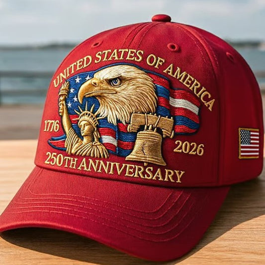 Embroidered American Eagle Head Baseball Cap - America 250th Anniversary Commemorative Design - Cotton Blend Adjustable Snapback Hat For Men And Women