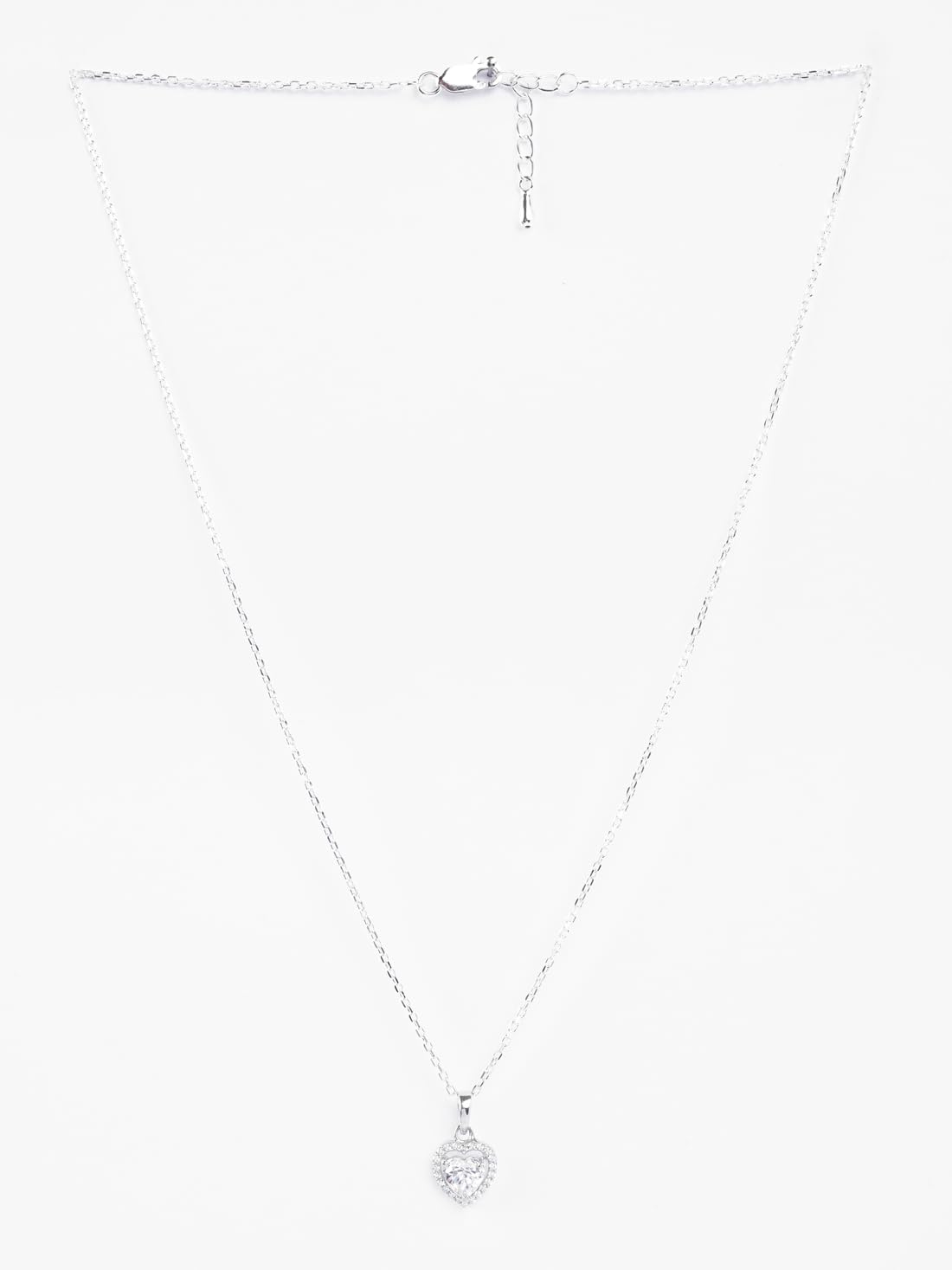 Clara 925 Sterling Silver Zilvia Heart Solitaire Pendant Earrings Chain Ring Jewellery Set | Platinum Plated, Swiss Zirconia |Gift for Women and Girls