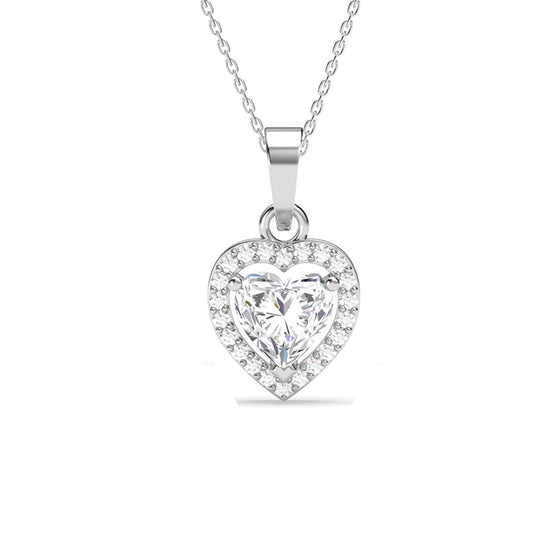 Clara 925 Sterling Silver Zilvia Heart Solitaire Pendant Earrings Chain Ring Jewellery Set | Platinum Plated, Swiss Zirconia |Gift for Women and Girls