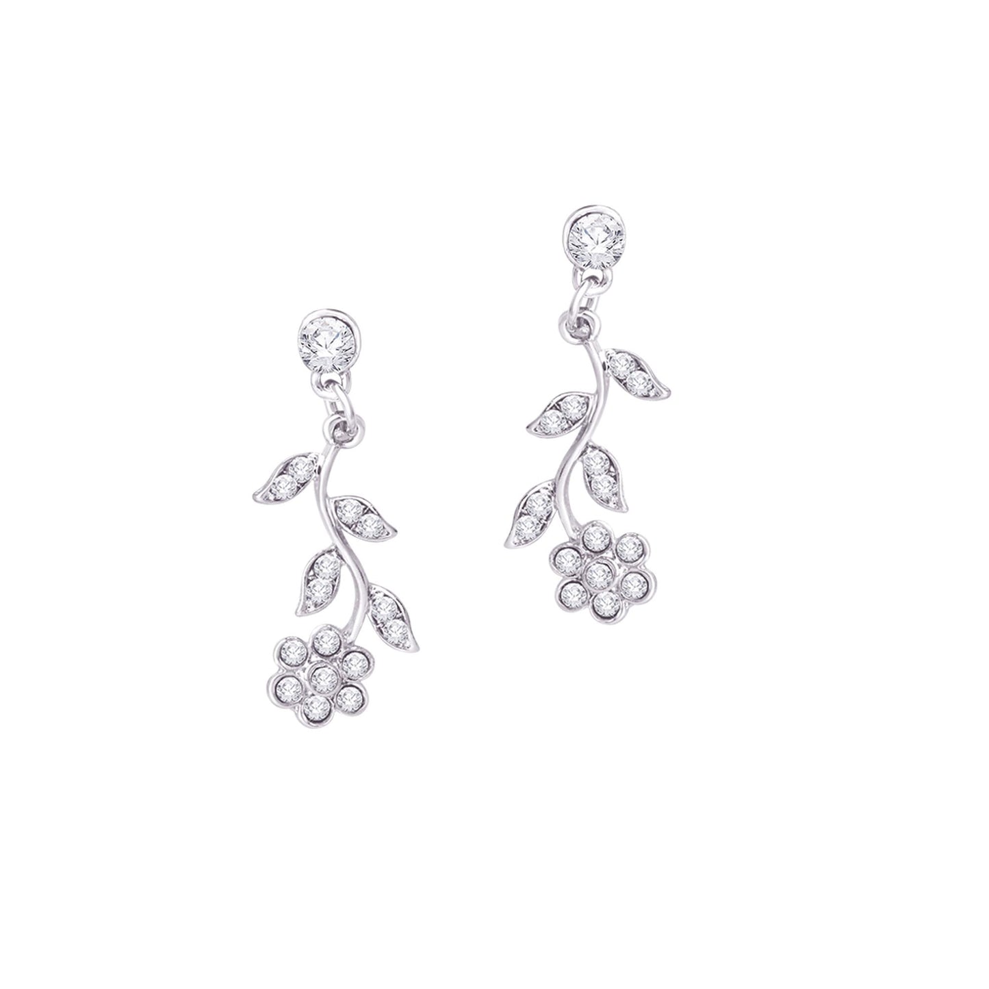 Atasi International American Diamond Style Silver Plated Necklace with Earrings Jewellery Set for Women – Perfect for Party, Wedding, and Engagement