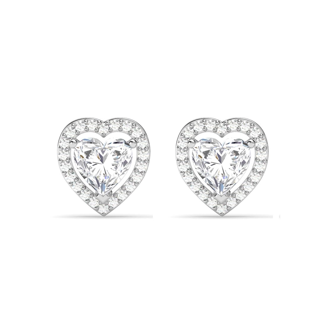 Clara 925 Sterling Silver Zilvia Heart Solitaire Pendant Earrings Chain Ring Jewellery Set | Platinum Plated, Swiss Zirconia |Gift for Women and Girls