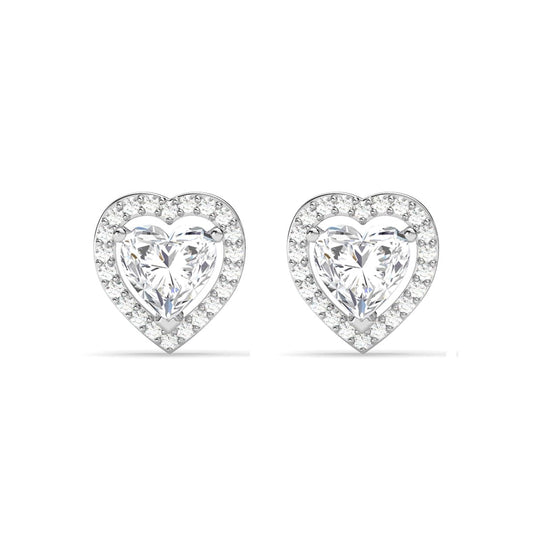 Clara 925 Sterling Silver Zilvia Heart Solitaire Pendant Earrings Chain Ring Jewellery Set | Platinum Plated, Swiss Zirconia |Gift for Women and Girls