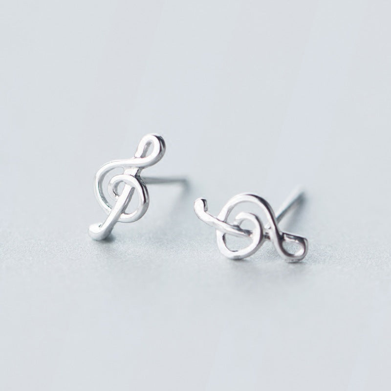 S925 Silver Note Earrings Female Fashion Cute Sweet And Simple