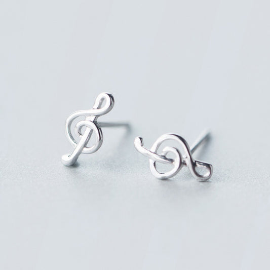 S925 Silver Note Earrings Female Fashion Cute Sweet And Simple