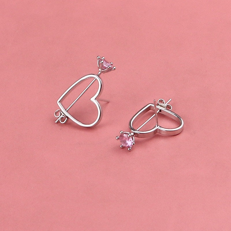 Minimalist Heart-Shaped Earrings for Women – Silver Tone