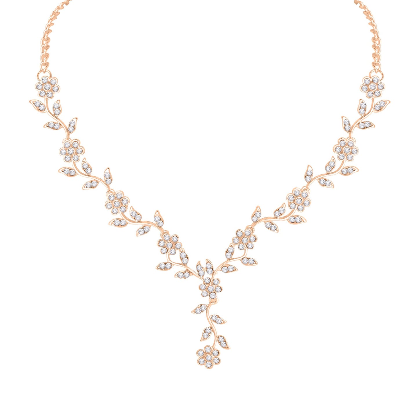 Atasi International American Diamond Style Silver Plated Necklace with Earrings Jewellery Set for Women – Perfect for Party, Wedding, and Engagement