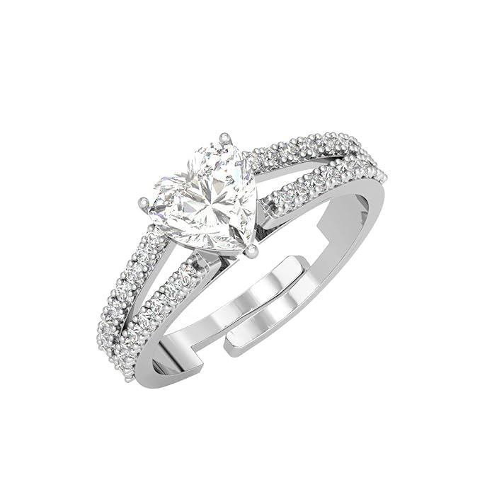 Clara 925 Sterling Silver Zilvia Heart Solitaire Ring with Swiss Zirconia - Platinum Plated