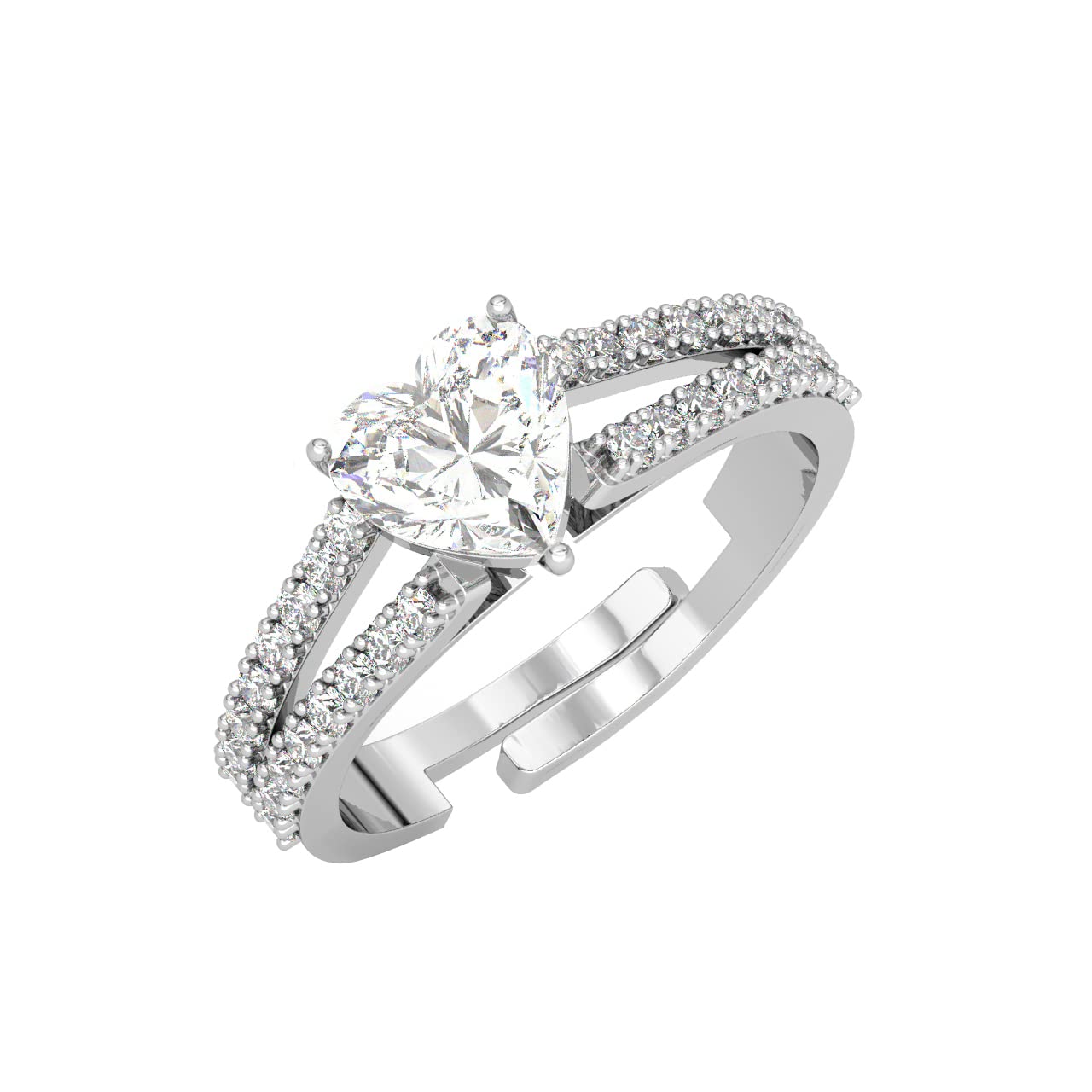 Clara 925 Sterling Silver Zilvia Heart Solitaire Pendant Earrings Chain Ring Jewellery Set | Platinum Plated, Swiss Zirconia |Gift for Women and Girls