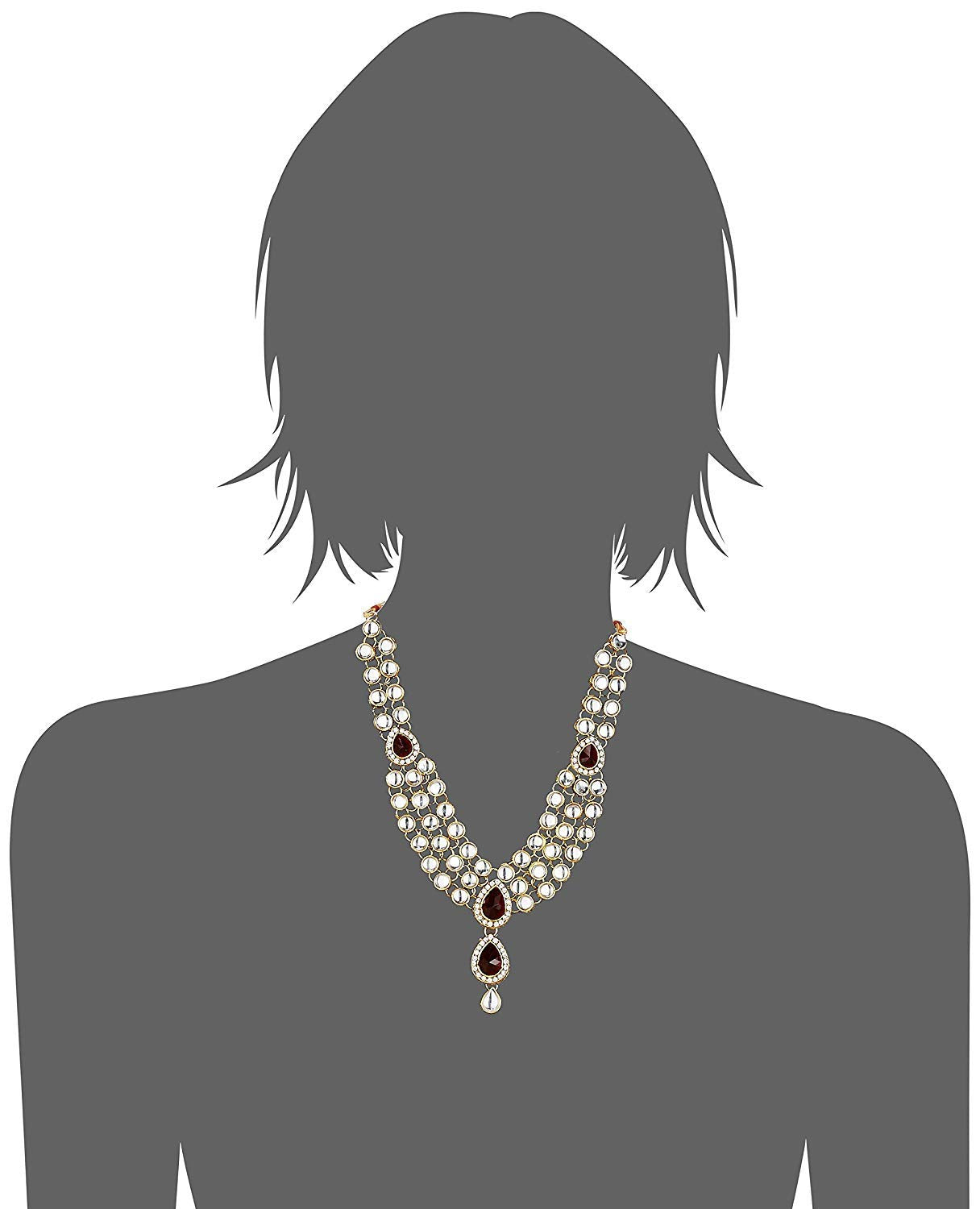 Shining Diva Latest Stylish 18k Gold Plated Traditional Kundan Necklace Jewellery Set for Women