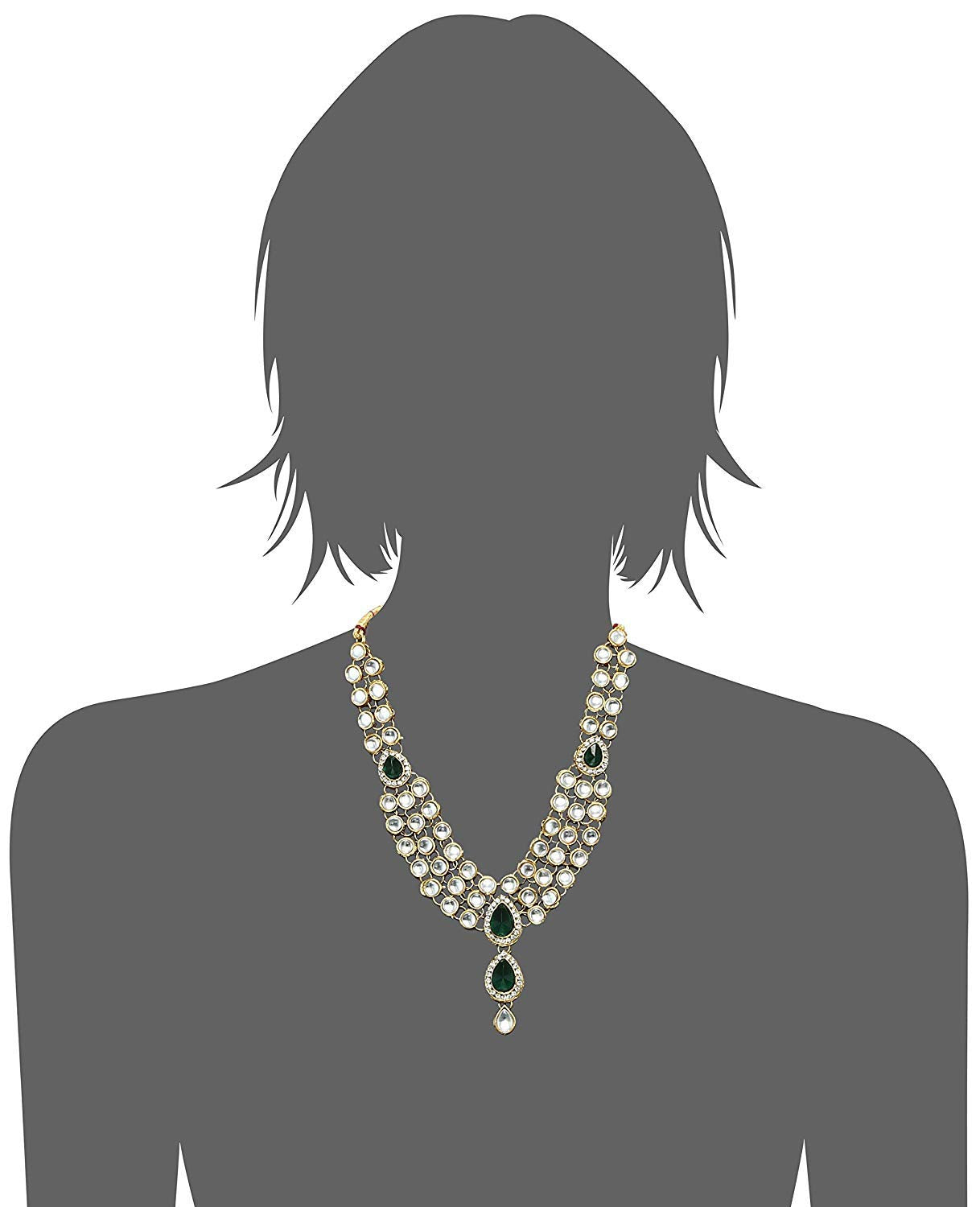 Shining Diva Latest Stylish 18k Gold Plated Traditional Kundan Necklace Jewellery Set for Women