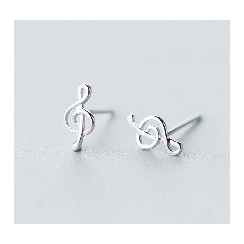 S925 Silver Note Earrings Female Fashion Cute Sweet And Simple