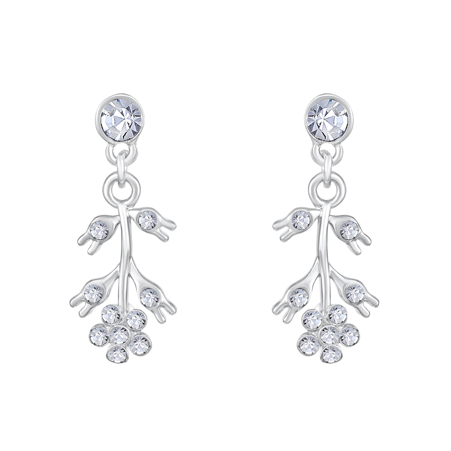 Atasi International American Diamond Style Silver Plated Necklace with Earrings Jewellery Set for Women – Perfect for Party, Wedding, and Engagement