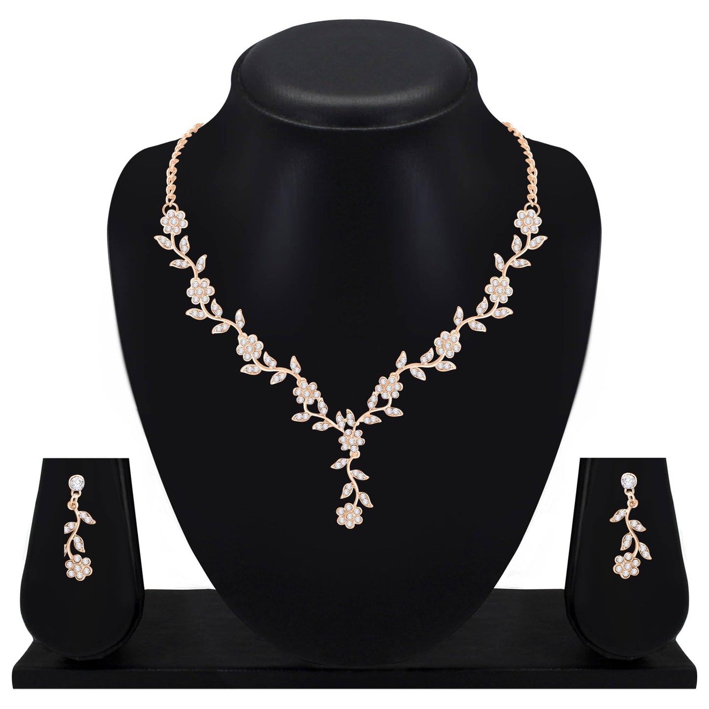 Atasi International American Diamond Style Silver Plated Necklace with Earrings Jewellery Set for Women – Perfect for Party, Wedding, and Engagement