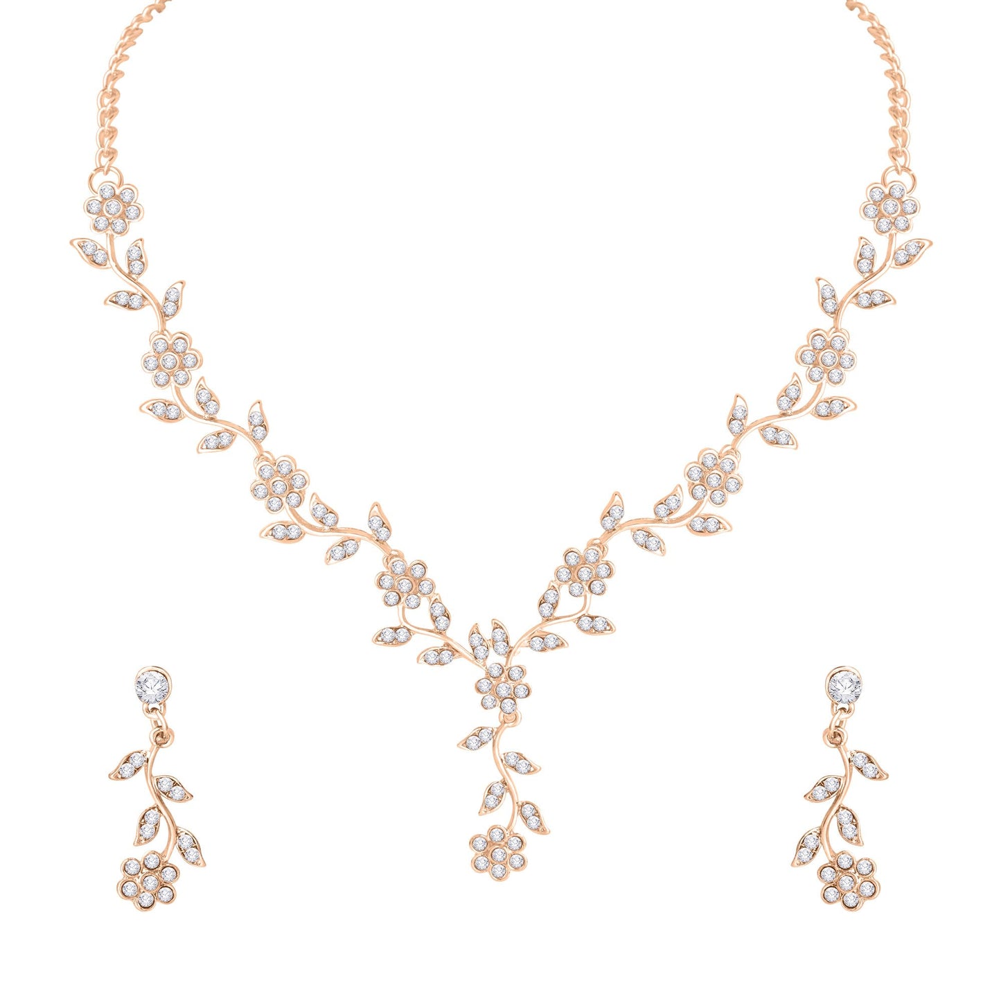 Atasi International American Diamond Style Silver Plated Necklace with Earrings Jewellery Set for Women – Perfect for Party, Wedding, and Engagement