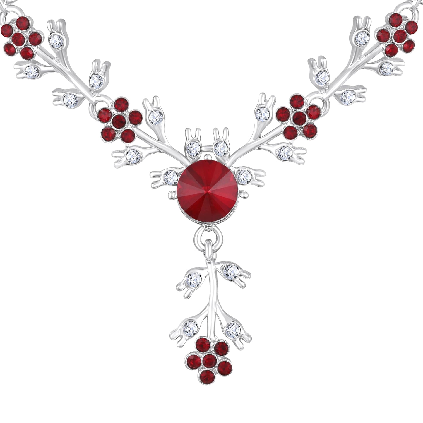 Atasi International American Diamond Style Silver Plated Necklace with Earrings Jewellery Set for Women – Perfect for Party, Wedding, and Engagement