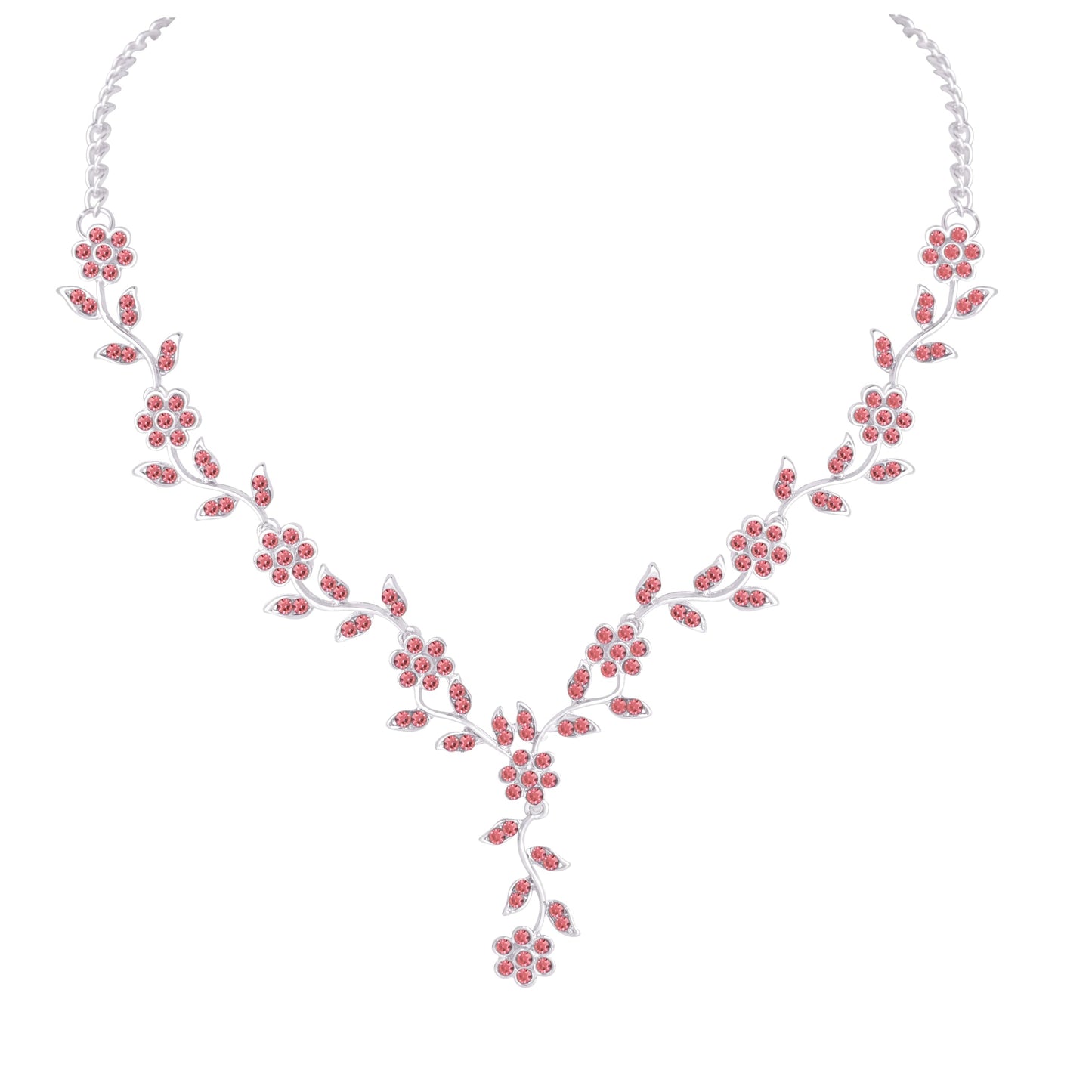 Atasi International American Diamond Style Silver Plated Necklace with Earrings Jewellery Set for Women – Perfect for Party, Wedding, and Engagement