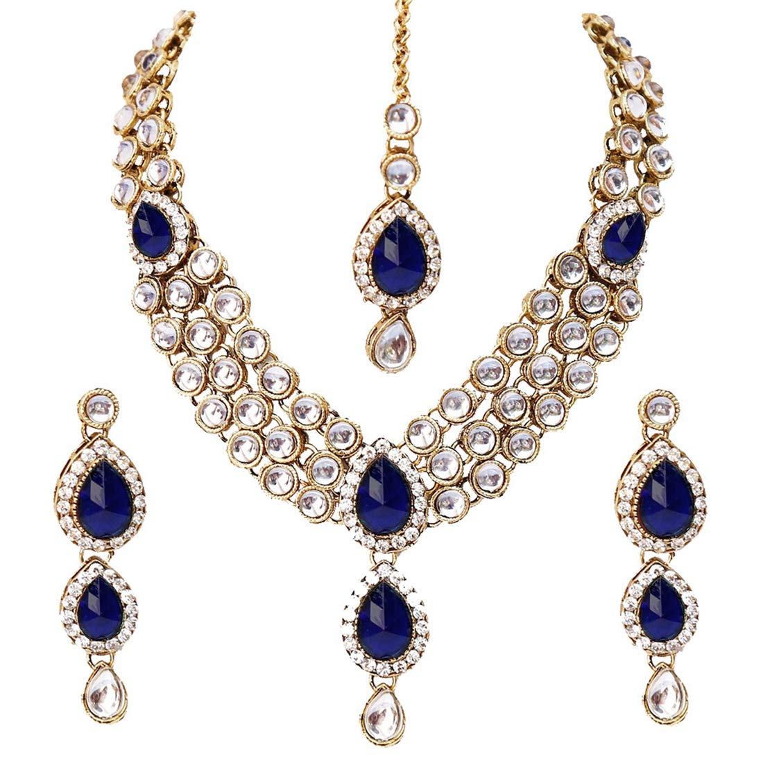 Shining Diva Latest Stylish 18k Gold Plated Traditional Kundan Necklace Jewellery Set for Women