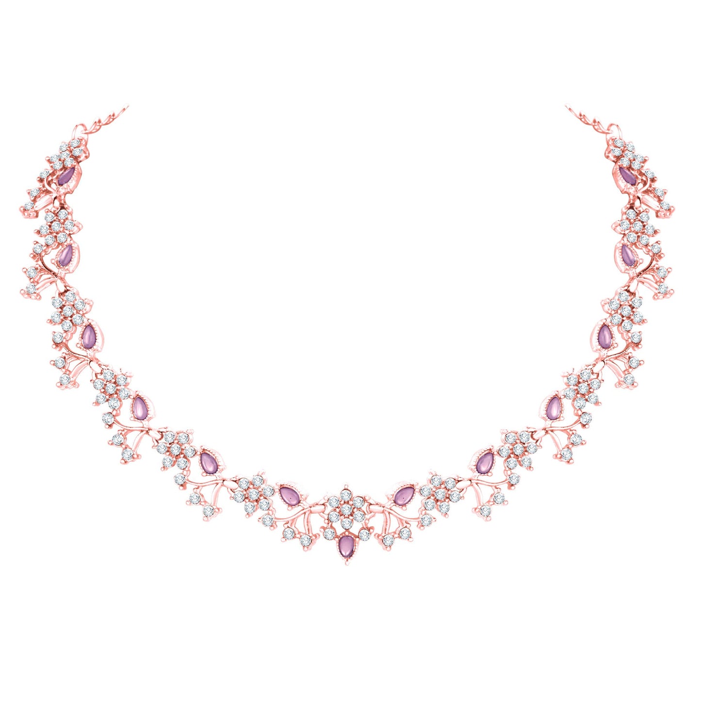 Atasi International American Diamond AD with Colorful Crystal Necklace Jewellery Set for Women/Girls | Perfect for Weddings, Parties & Festive Occasions