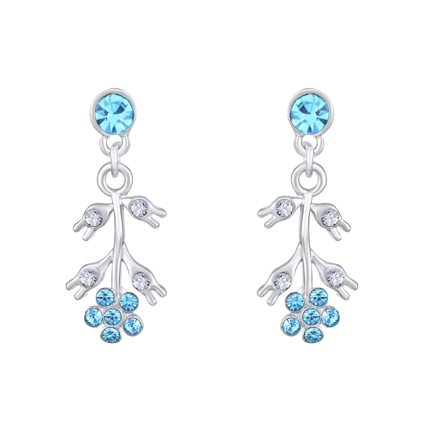 Atasi International American Diamond Style Silver Plated Necklace with Earrings Jewellery Set for Women – Perfect for Party, Wedding, and Engagement
