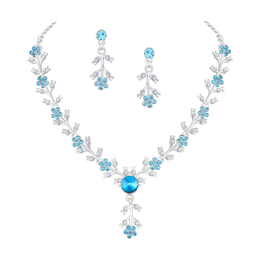 Atasi International American Diamond Style Silver Plated Necklace with Earrings Jewellery Set for Women – Perfect for Party, Wedding, and Engagement