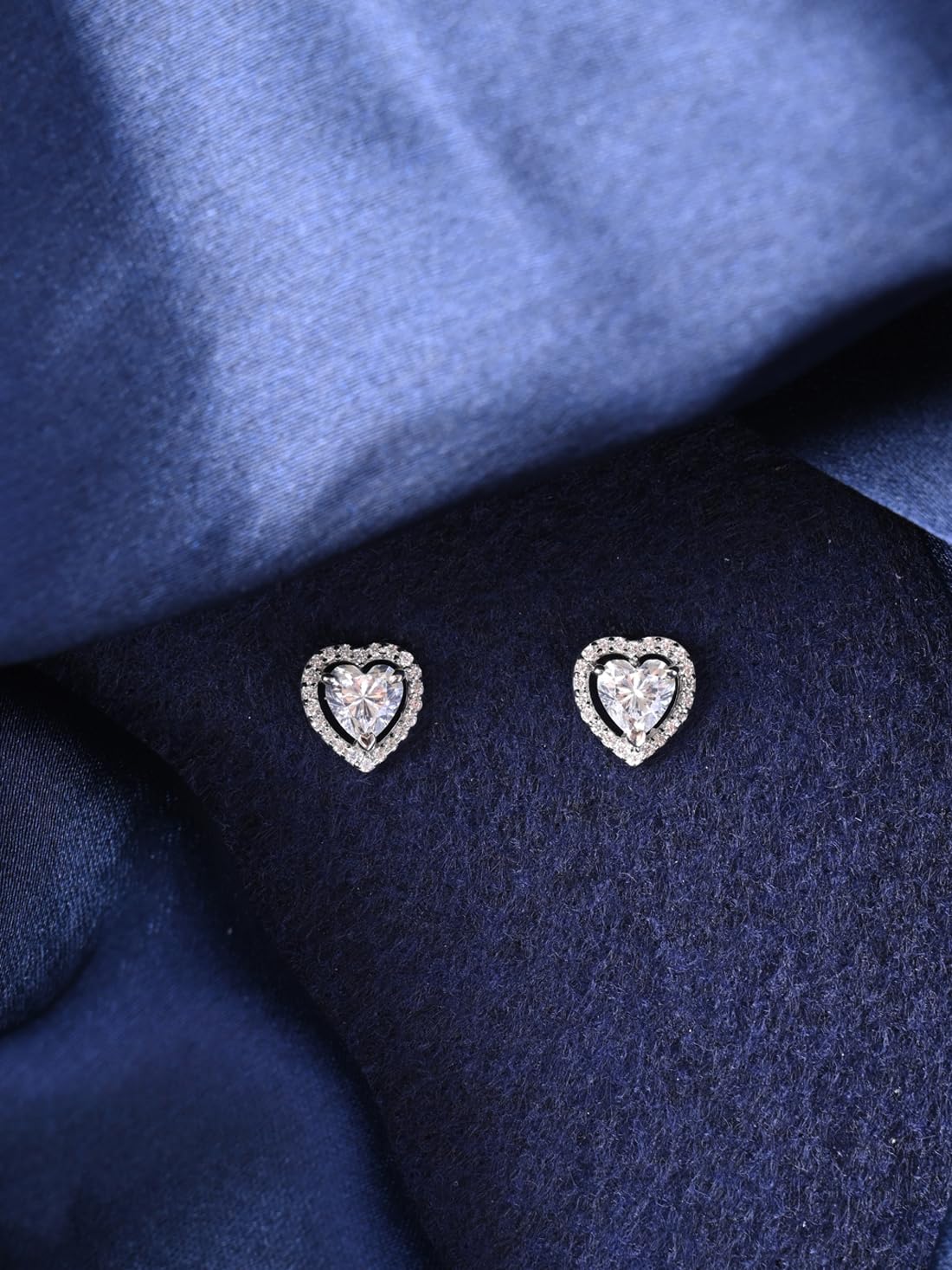 Clara 925 Sterling Silver Zilvia Heart Solitaire Pendant Earrings Chain Ring Jewellery Set | Platinum Plated, Swiss Zirconia |Gift for Women and Girls