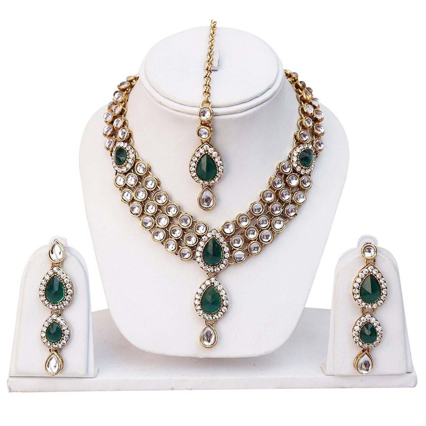 Shining Diva Latest Stylish 18k Gold Plated Traditional Kundan Necklace Jewellery Set for Women