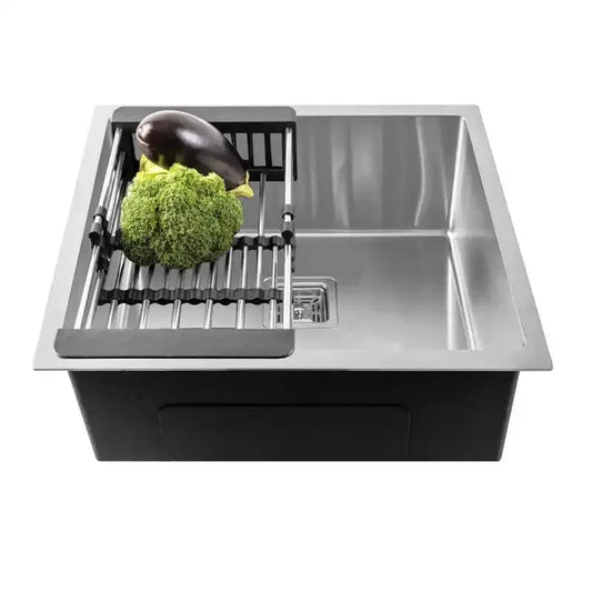 Premium Handmade (20 x 17 x 9) Inch  Stainless Steel Single Bowl Silver Kitchen Sink