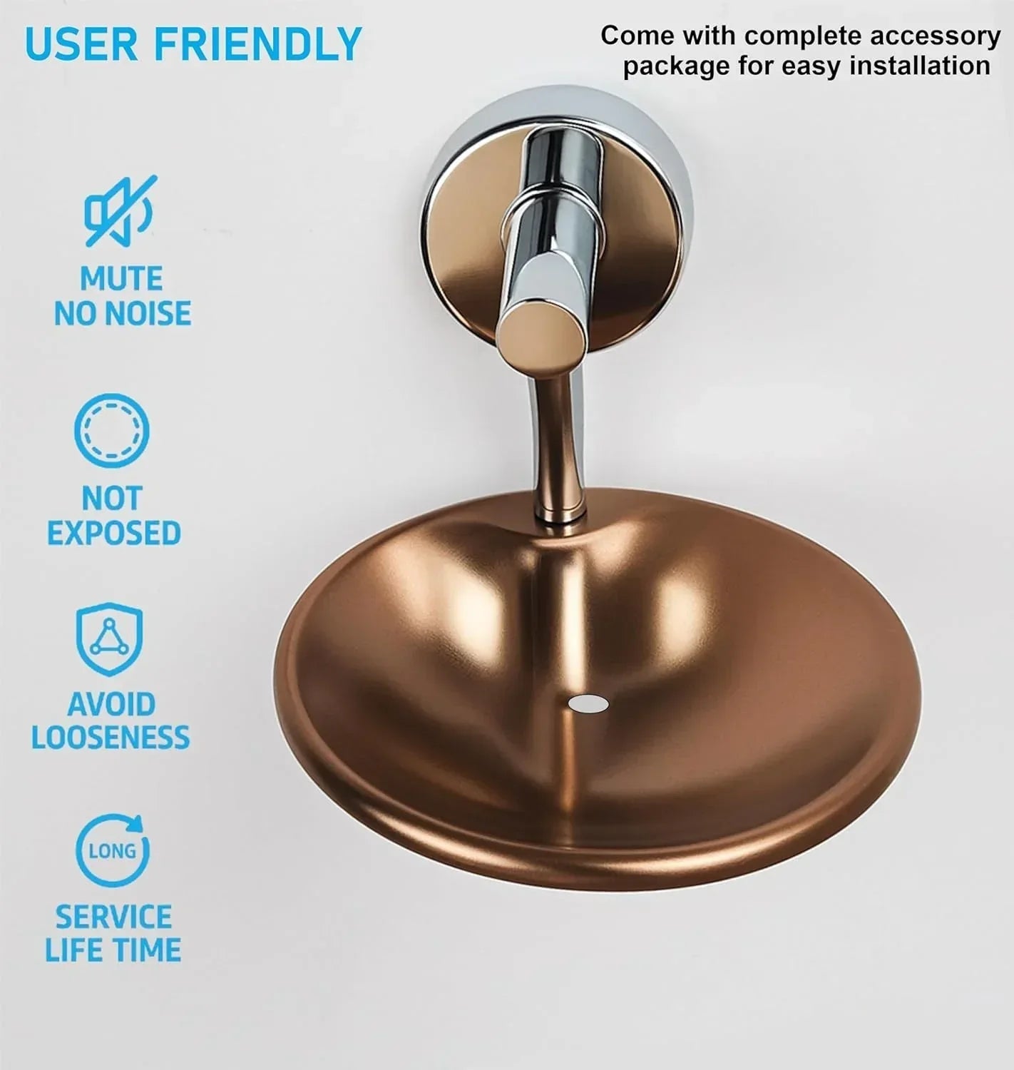 Round Stainless Steel Wall Mounted  Soap Dish – silver + Rose Gold