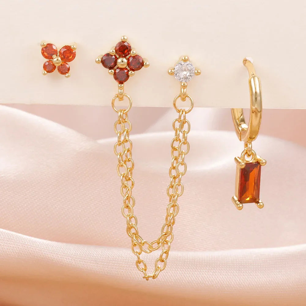 Zodiac Birthstone Earrings Set for Everyday Celestial Style