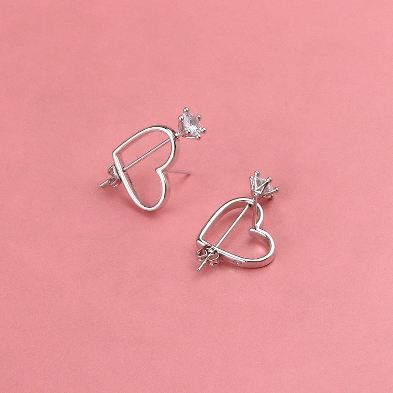 Minimalist Heart-Shaped Earrings for Women – Silver Tone