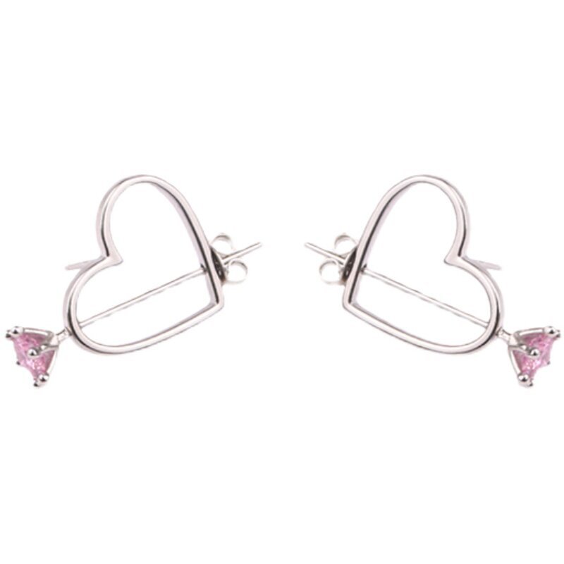 Minimalist Heart-Shaped Earrings for Women – Silver Tone
