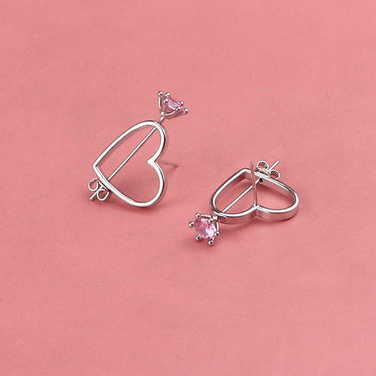 Minimalist Heart-Shaped Earrings for Women – Silver Tone