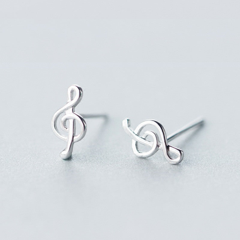 S925 Silver Note Earrings Female Fashion Cute Sweet And Simple
