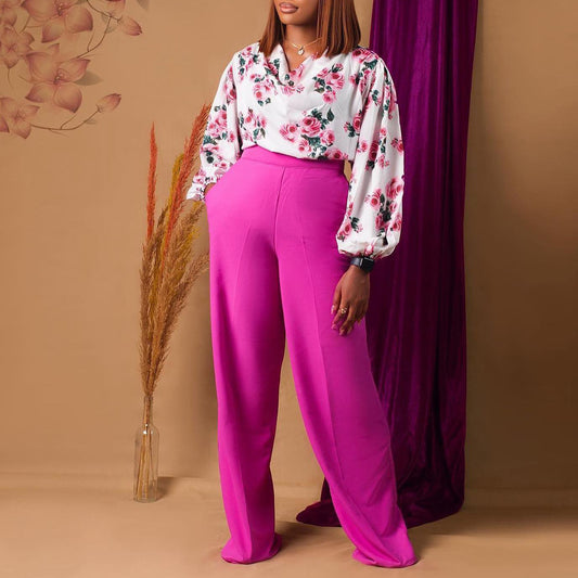 Women's Fashionable Printed Lace-Up Casual Set